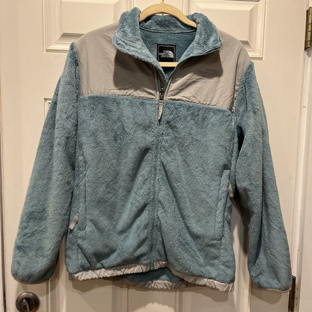 The north face fuzzy jacket teal